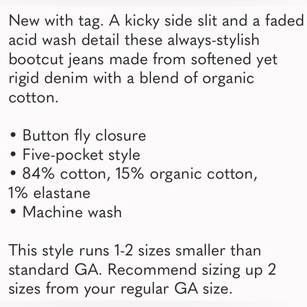 (A11) Good American Good Boy Slit Bootcut High Rise‎ Jeans - Size 6/28, NWT